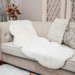 STAOLENE Ultra Soft Faux Rabbit Fur Chair Cover Couch Pad Fuzzy Area Rug Fluffy Bedside Carpet Mat for Bedroom Floor Sofa Living Room Rugs 2 x 6 ft Creamy White Fur Rug