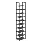 SONGMICS 10-Tier Shoe Rack, Shoe Stand, Space-Saving Shoe Storage, 33 x 33 x 173 cm, Metal Frame, Non-Woven Fabric Shelves, for Hallway, Bedroom, Black LSR110B02