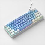 MageGee Mini 60% Gaming Keyboard,Rgb Backlit 61 Key Ultra-Compact Keyboard,Ts91 Ergonomic Waterproof Mechanical Feeling Office Computer Keyboard For Pc,Mac,Ps4,Xbox One Gamer,USB-C(White&Blue)