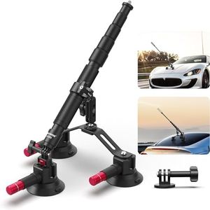 NEEWER Triple Suction Cup Car Mount Kit with 2in1 Extension Pole/Selfie Stick, Quick Release Outside Windshield Magic Arm Camera Mount with Action Camera Adapter Compatible with GoPro Insta360, CA065