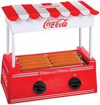 Nostalgia Coca-Cola Hot Dog Roller Holds 8 Regular Sized or 4-Foot-Long Hot Dogs and 6 Bun Capacity, Stainless Steel Rollers, Perfect For Breakfast Sausages, Brats, Taquitos, Egg Rolls, Red/White