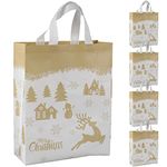 DOJoykey Christmas Tote Bags, Non-woven Fabric Gift Bags Christmas Shopping Bags Reusable Large Size Tote Bags for Xmas Gift Delivering Distributing Shopping Party Decoration