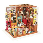 Rolife DIY Miniature Dollhouse Kit,Library with Furniture and LED,Wooden Dollhouse Kit,Best Birthday and Valentine's Day Gift for Women and Girls (Sam's Study)