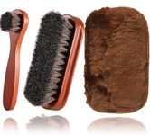 YUET Shoe Brush Set - Premium Horsehair Brushes,High Shine Polishing Buffing Brushes with Natural Horsehair Bristle, Plush Polishing Glove for Boots, Shoes, Car Seats, Sofas Buffing Polishing