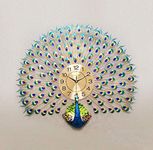 DISHIN Home Decoration European Peacock Wall Clock Crystal Luxury Living Room Creative Personality Art, Metal, Blue, Birds, 7W x 72H Centimeters,Analog (Peacock)