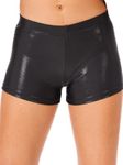 IKAANYA Girls or Women Snug Fit Micro Shorts for Gymnastics, Dance, Sports or Fitness (Foil Black, 8-10 Years)