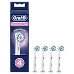 Oral-B Sensitive Clean Electric Toothbrush Head with Clean & Care Technology, Extra Soft Bristles for Gentle Plaque Removal, Pack of 4 Toothbrush Heads, White