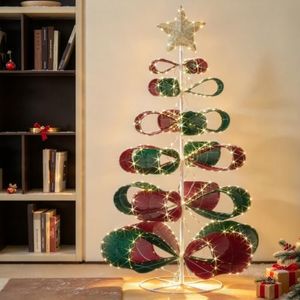 Birchlitland Lighted Ribbon Christmas Tree Glitter Decoration Timer 59IN | Birchlitland Lighted Ribbon Christmas Tree Glitter Decoration Timer plug in