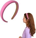 Chunky Padded Headbands Puffy Hairband for Women Sponge Wide Head Band Non Slip Satin Hair Band for Women Pink Comfort Hair Accessories Puffy Soft HeadBands for Women Girls