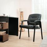 Amazon Basics Classic Leather Office Desk Guest Chair with Metal Frame - Black