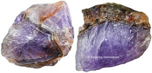 2 Pieces Amethyst Chevron Raw Crystals and Healing Stones, Natural Rocks for Tumbling and DIY Raw Stones and Crystals