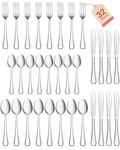 AckMond 32-Piece Cutlery Set, Stainless Steel Western Flatware Set with Knife, Fork, Dinner Spoon, Dersert Spoon, Mirror Polish Home Use Tableware, Service for 8