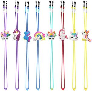 ZXSWEET 8PCS Kids Glasses Strap Unicorn Rainbow Adjuster Stretchy Eyeglass Strap for Girls Boys