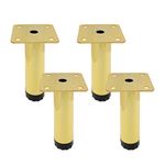 Geesatis Height 4" Furniture Legs Adjustable Sofa Legs Feet Solid Iron Decorative Legs Replacement Part, for Cabinet, TV, Couch, Table, Desk, with Mounting Screws, 4 Pack