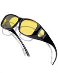 Enafad Fit Over Night Driving Glasses for Women Night-Vision Anti Glare Polarized HD Yellow Lens Glasses UV Protection