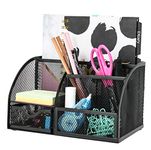 EXERZ Desk Organiser/Mesh Desk Tidy Caddy/Pencil Holder Multifunctional with 7 Compartments- Black