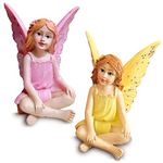 MUAMAX Fairy Farden Fairies Miniature Fairies 2 Garden Fairies Set Sitting Fairy Sisters