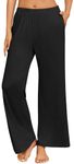 Ekouaer Pajama Pants for Women Soft Comfy Pajama Bottoms Casual Stretch Wide Leg Pants with Pockets Black XXL