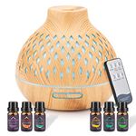 SPLITSKY 400ML Essential Oil Diffuser,Remote Control Aroma Diffuser with 6 Essential Oils Gift Set,Electric Scent Nebulizer Air Humidifier with 14 Colour Lights for home,bedroom