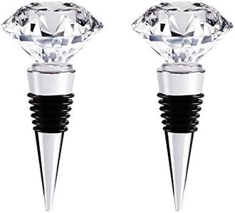 Decorative Crystal Wine and Beverage Bottle Stopper for Wine,Made of Zinc Alloy and Glass,Reusable Plug with Gift Box,Multi-Option (2pcs Crystal)