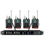 D Debra Audio PRO Mono ER-202 UHF Dual Channel Wireless in Ear Monitor System with Monitoring Type for Stage, Receiver for Studio, Band Performance, Live Performance (4 Bodypacks with Transmitter)