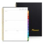 GNL 2024 Weekly and Monthly Planner, January - December 2024, 8.5" x 11" Monthly Planner with Flexible Cover, Spiral Binding Notebook with Monthly Tab, Pockets, Bookmark, Classic Black