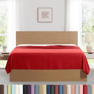 Southshore Fine Living, Inc. 2-Pack King Flat Sheet Only, Premium Oversized Red Sheets, King Size Top Sheet 112" x 102" Stays Tucked on Deep Pockets, Set of 2 Flat Sheets, Chili Pepper
