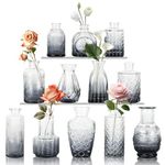 Sawoake Mini Bud Vases Set of 12 As Wedding Centerpieces for Tables,Clear Bud Vases for Flowers,Small Flower Vases Suitable for Birthday Party,Anniversary,Wedding Reception,Baby Shower (Black-12PCS)