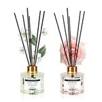 Soul & Scents Jasmine and Midnight Rose Reed Diffuser Set|Free 6 Fiber Reed Sticks with Each|Toxin Free & Stress Relief|Long Lasting|Room Freshener for Home, Bedroom|Combo Pack of 2-120ml Each