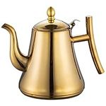 Kettle Teapot, Kettle with Tea Infuser Stovetop Teapot Stainless Steel Water Kettle with Filter Tea Pot for Tea, Coffee, Milk Fast Boiling Tea Kettle for Boiling Water Coffee Or Milk (Gold 1.5L)