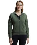 Jockey A111 Women's Super Combed Cotton French Terry Drop Shoulder Styled Jacket with Ribbed Cuff and Hem_Beetle_XL