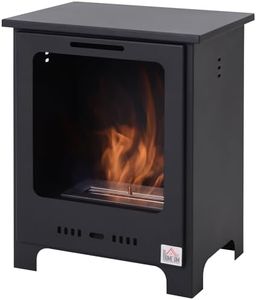 HOMCOM 19.75" Ethanol Fireplace, Freestanding Alcohol Fireplace Stove with 0.25 Gal Tank Capacity, Flame Snuffer - Black