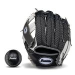 Franklin Sports Kids Baseball Glove - Meshtek Youth Teeball Glove + Ball Set - Boys + Girls Mitt - Kids + Toddler - Left Hand Throw - Black/Graphite/White - 9.5", 22810L