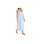 Eileen West Cotton Dobby Stripe Woven Sleeveless Ballet Nightgown Solid Blue SM