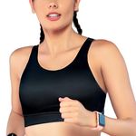 Enamor SB18 Convertible Back High Impact Bra - Padded • Wirefree • Full Coverage - Black