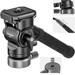 NEEWER Tripod Fluid Head with +/-10° Leveling Base (37mm Dia.), Metal Pan Tilt Head with Arca Type QR Plate, Telescopic Handle for Compact Video Camera DSLR Camera, Max Load 8.8lb/4kg, GM27, Silver