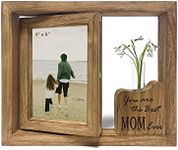 Ylu Yni 4x6 Rotating Picture Frame,Mothers Day Gifts for Mom, Rustic Wooden Double Sided Photo Frames, Creative Vase for Plants and Flowers, Mom Gifts for Birthday