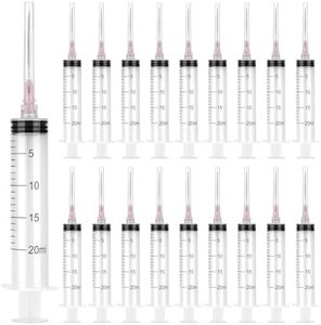 100 Pack Disposable 20ml/cc Syringes with Needle 18G 1.5”, Sterile Measuring Syringe Tool Individually Packaged for Scientific Labs, Epoxy Resin, Craft, Machine Oil, Ink or Glue Applicator