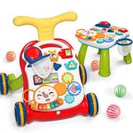 cute stone Sit-to-Stand Learning Walker, 2 in 1 Baby Walker, Early Educational Child Activity Center, Multifunctional Removable Play Panel, Baby Music Learning Toy Gift for Infant Boys Girls…