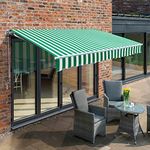 Primrose 3.0m Electric Awning - Green and White Mayfair DIY Patio Awning Gazebo Canopy (9ft 8") Complete with Fittings and Winder Handle