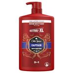 Old Spice Captain Shower Gel Men 1000ml, 3-in-1 Mens Shampoo Body-Hair-Face Wash, Long-lasting Fresh VALUE PACK 1L With Pump