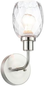 XiNBEi Lighting Wall Sconce Brushed Nickel, 1-Light Bathroom Vanity Light with Clear Glass, Wall Sconce Light Fixture for Bathroom Mirror, Hallway, Bedroom XB-W1210-1-BN