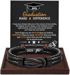 Graduation Gifts 2026 High School, Leather Bracelet Graduation Gifts for Him 2026 Black Infinity Knot Masters Degree Grad Gift for Boyfriend Son Best Friend Brother Jewelry