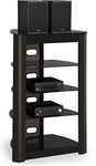 Centurion Supports Zinnia 5-Shelf Gloss Black with Gloss Black Wood Facia Flat Screen TV/Hi-Fi/AV Rack Glass Stand