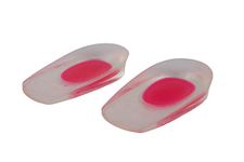 Pro11 Wellbeing Clear Orthotic Gel Heel Cups for Treatment of Plantar Fasciitis (4-7, Red)