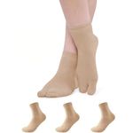 Yuneek Women Ankle Length Thumb/Toe Cotton Socks Pack Of 3 (Dark Skin)