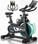 Exercise Bike Indoor Cycling Bike Stationary Cycle Bike with Heart Rate Sensor & Comfortable Seat Cushion, Quiet Fitness Bike for Home Cardio Workout (Black)