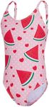 Zando Girls Swimsuits Size 7 Bathing Suits for Girls One Piece Swimsuits Quick Dry Beach Bathing Suits Girls Sport Swimsuits Sleeveless Girls' Swimwear A Watermelon 7-8 Years