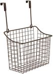 Spectrum Hanging Baskets for Organizing (Large, Bronze) - Grid Over the Cabinet Wire Basket for Kitchen or Bathroom - Door Hanging Storage Organizer for Cleaning Supplies, Washcloths, & Hand Towels