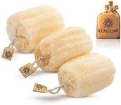 Premium Natural Egyptian Shower Loofah Sponge, Large Exfoliating Shower Loofa Body Scrubbers Buff Away Dead Skin for Smoother, More Radiant Appearance (3 lufa Pack)